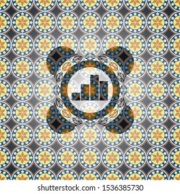 chart icon inside arabesque badge. arabic decoration.