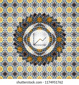 chart icon inside arabesque emblem. arabic decoration.