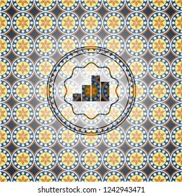 chart icon inside arabesque emblem background. arabic decoration.