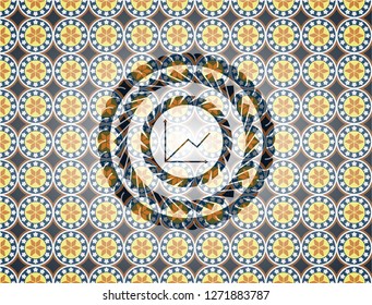 chart icon inside arabesque emblem. arabic decoration.
