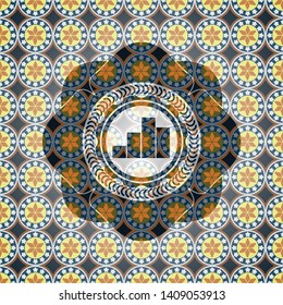 chart icon inside arabesque emblem background. arabic decoration.