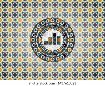 chart icon inside arabesque emblem. arabic decoration.