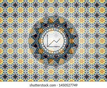 chart icon inside arabesque emblem background. arabic decoration.