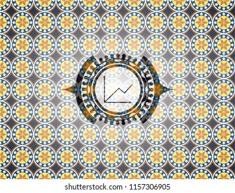 chart icon inside arabesque style emblem. arabic decoration.