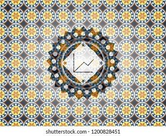 chart icon inside arabesque style badge. arabic decoration.