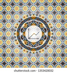chart icon inside arabesque style emblem. arabic decoration.