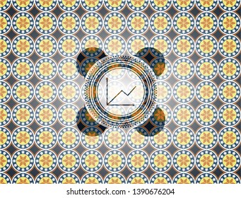 chart icon inside arabesque style emblem. arabic decoration.