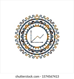 chart icon inside arabesque style emblem. arabic decoration.