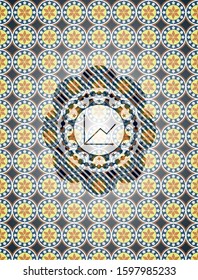 chart icon inside arabesque style emblem. arabic decoration.