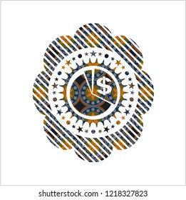 chart icon inside arabic style emblem. Arabesque decoration.