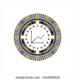 chart icon inside arabic style emblem. Arabesque decoration.
