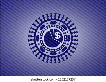 chart icon inside badge with denim texture