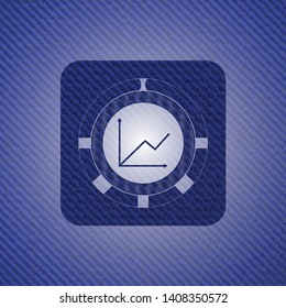 chart icon inside badge with denim texture
