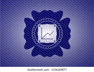 chart icon inside badge with jean texture