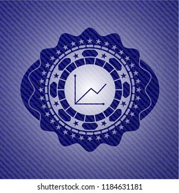 chart icon inside badge with jean texture