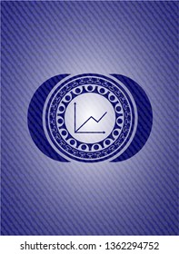 chart icon inside badge with jean texture