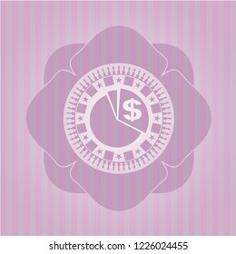 chart icon inside badge with pink background