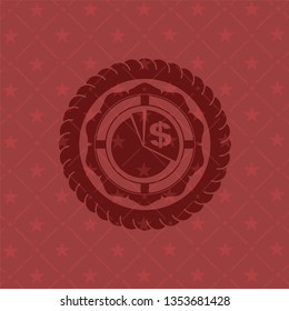 chart icon inside badge with red background