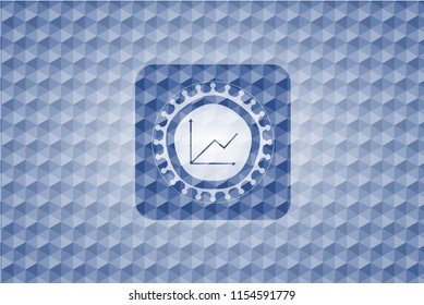 chart icon inside blue badge with geometric pattern background.