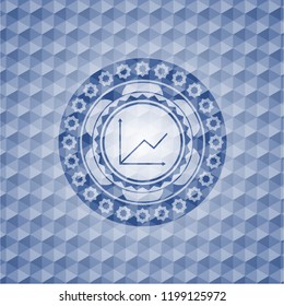 chart icon inside blue badge with geometric pattern background.