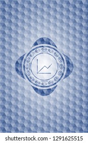 chart icon inside blue badge with geometric pattern background.
