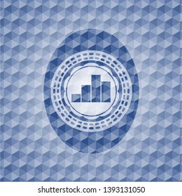 chart icon inside blue badge with geometric background.