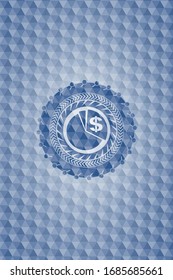 chart icon inside blue badge with geometric pattern.