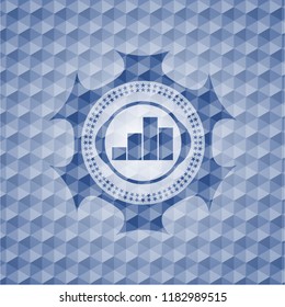 chart icon inside blue emblem with geometric pattern background.