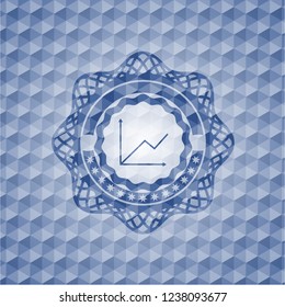 chart icon inside blue emblem with geometric background.