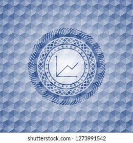 chart icon inside blue emblem or badge with geometric pattern background.
