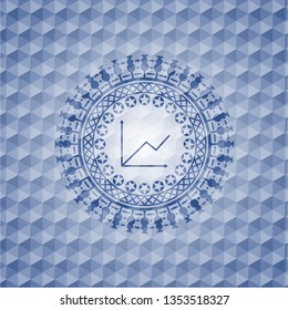 chart icon inside blue emblem with geometric background.