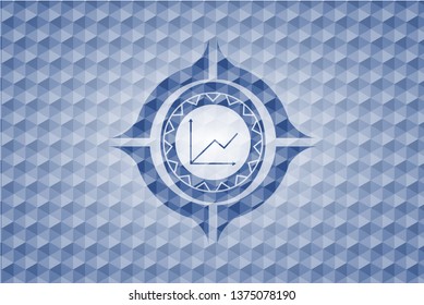 chart icon inside blue emblem with geometric pattern background.
