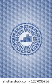 chart icon inside blue hexagon badge.