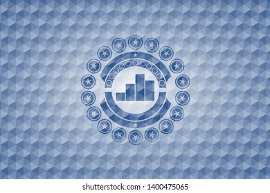 chart icon inside blue hexagon badge.
