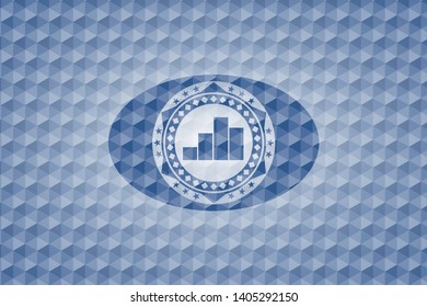 chart icon inside blue hexagon badge.
