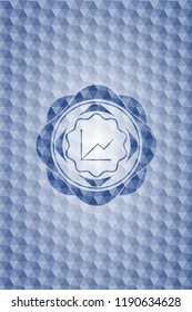 chart icon inside blue polygonal badge.