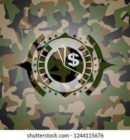 chart icon inside camo emblem
