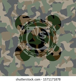 chart icon inside camo emblem