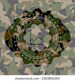 chart icon inside camo emblem. 
