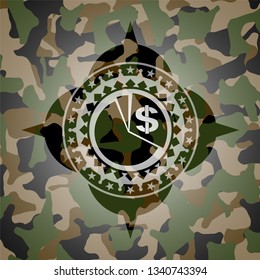 chart icon inside camouflage emblem