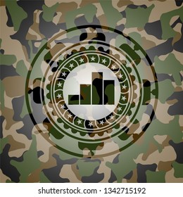 chart icon inside camouflage emblem