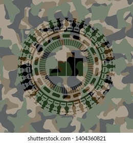 chart icon inside camouflage texture