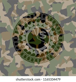 chart icon inside camouflaged emblem