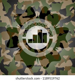 chart icon inside camouflaged emblem