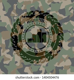 chart icon inside camouflaged emblem