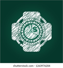 chart icon inside chalk emblem