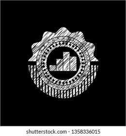 chart icon inside chalkboard emblem