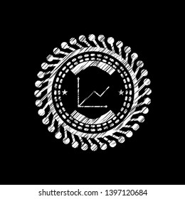 chart icon inside chalkboard emblem