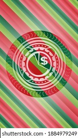 chart icon inside christmas badge background. 