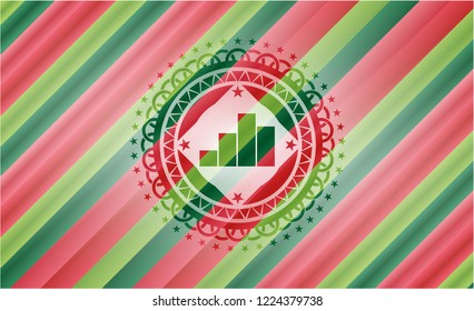 chart icon inside christmas colors badge.
